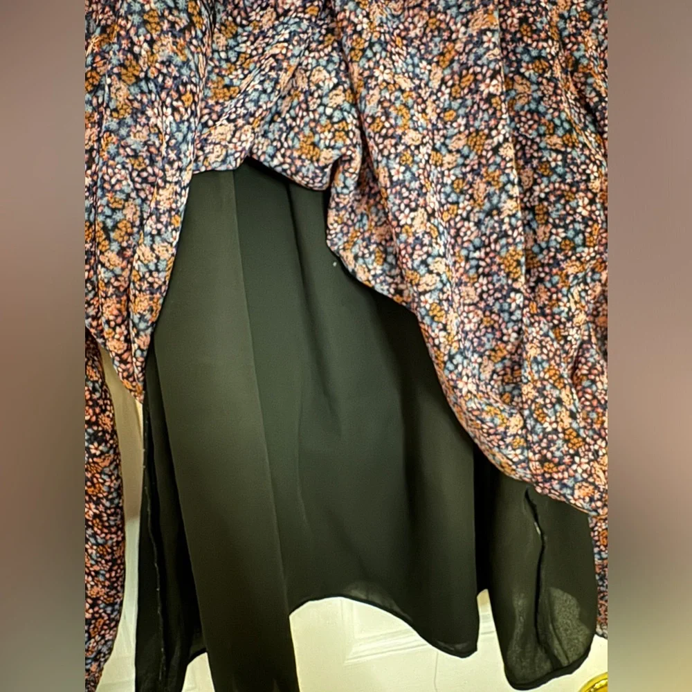 ⭐️1 state purple multicolor long sleeve women’s blouse size small cottagecore - Picture 7 of 9